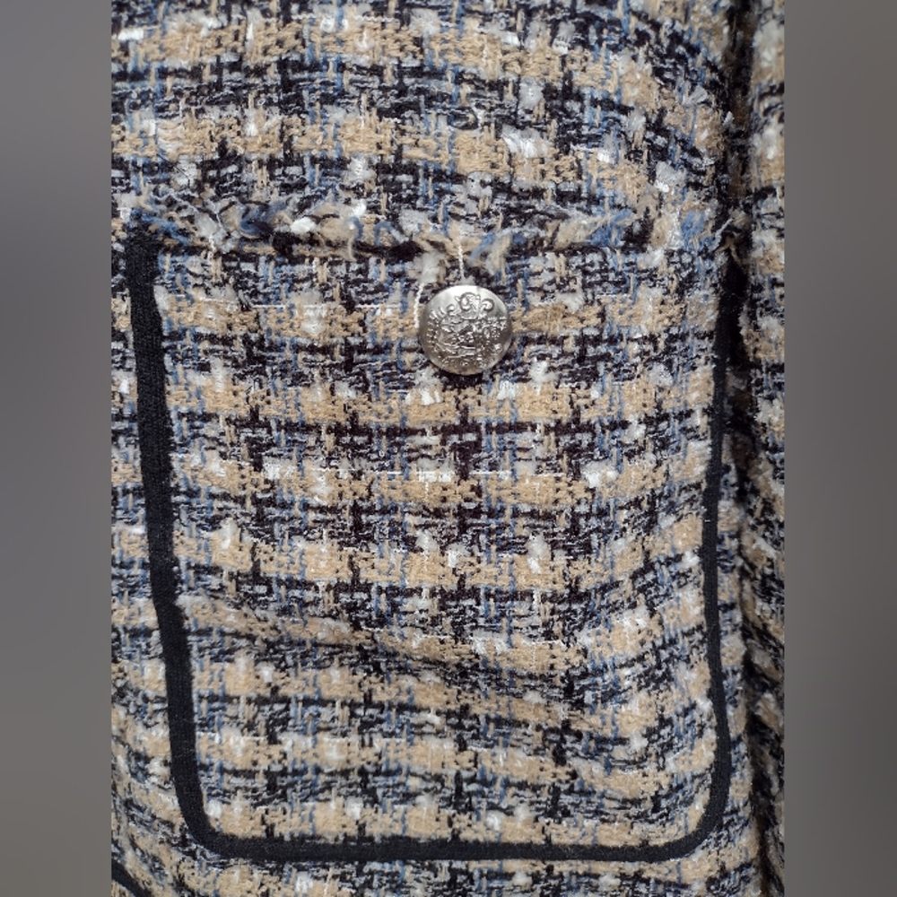 Veronica Beard Theron Tweed Blazer Navy Gold Button Double Breasted NWOT - Picture 6 of 10